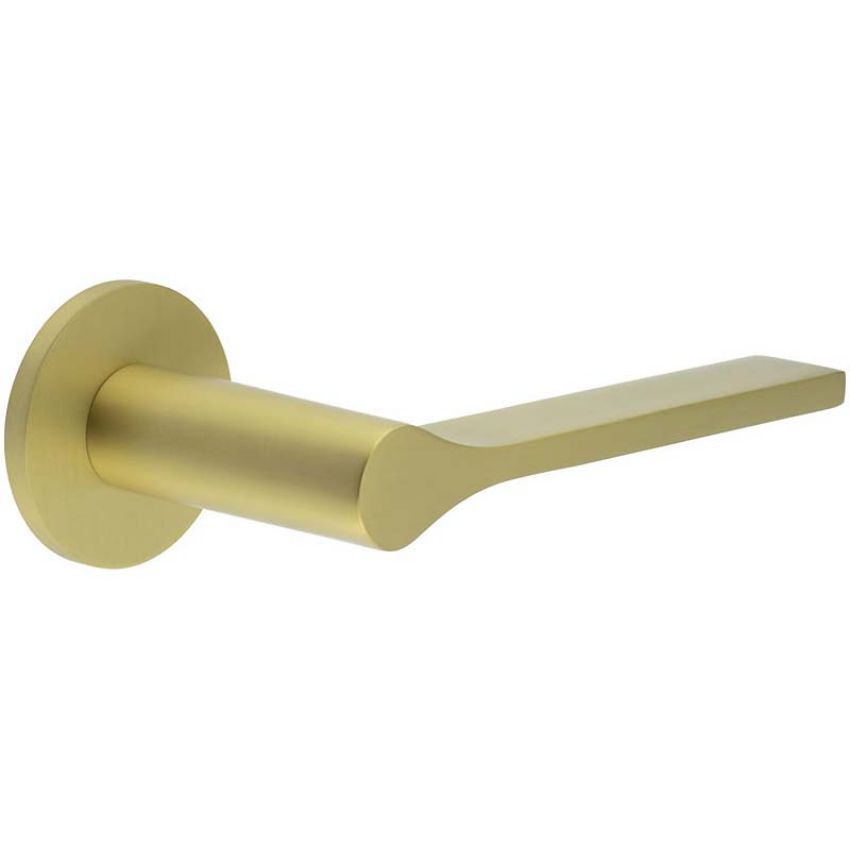 Picture of CR-105 Satin Brass Sprung Round Rose Door Handle - CR-105A1SB