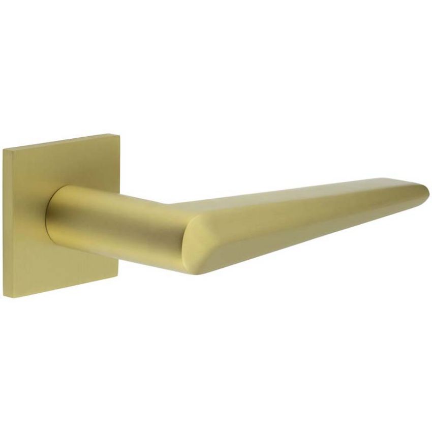 Picture of CR-107 Satin Brass Sprung Square Rose Door Handle - CR-107B1SB