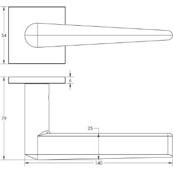 Picture of CR-107 Dark Bronze Sprung Square Rose Door Handle - CR-107B1DB