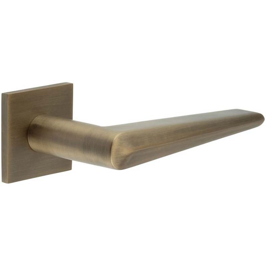 Picture of CR-107 Antique Brass Sprung Square Rose Door Handle - CR-107B1AB