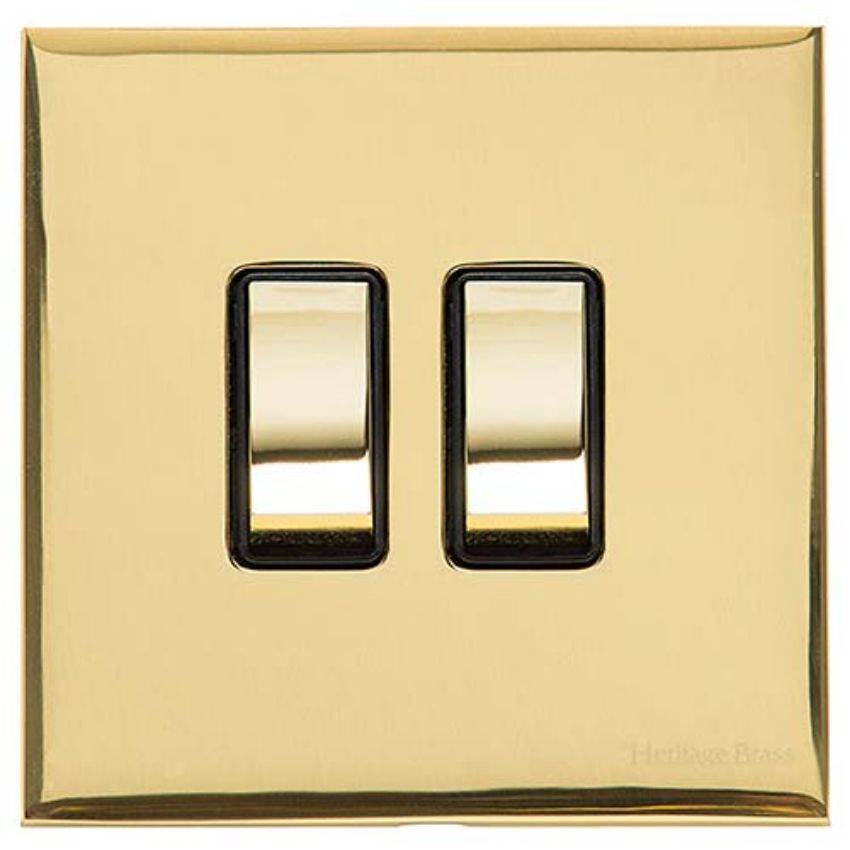Picture of 2 Gang Rocker Switch (10 Amp) - Polished Brass - W01.510.PBBK