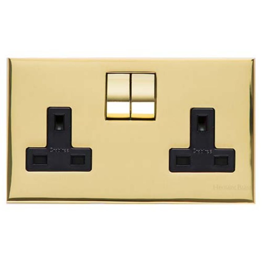Picture of Double Socket (13 Amp) In Polished Brass - W01.250.PBBK