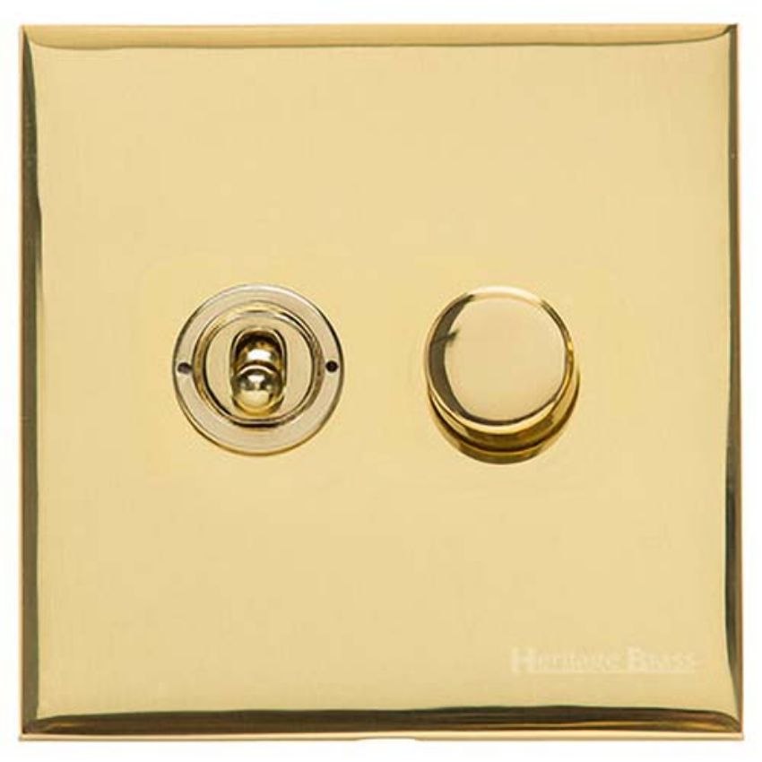 Picture of 2G Mixed Toggle Dimmer Switch 1xToggle 1xTED - Polished Brass - W01-1TOG-1TED