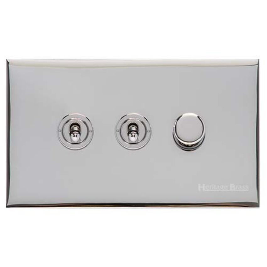 Picture of 3G Mixed Toggle Dimmer Switch 2xToggle 1xTED - Polished Chrome - W02-2TOG-1TED