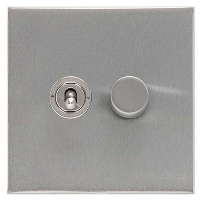 Picture of 2G Mixed Toggle Dimmer Switch 1xToggle 1xTED - Satin Chrome Silk - W35-1TOG-1TED
