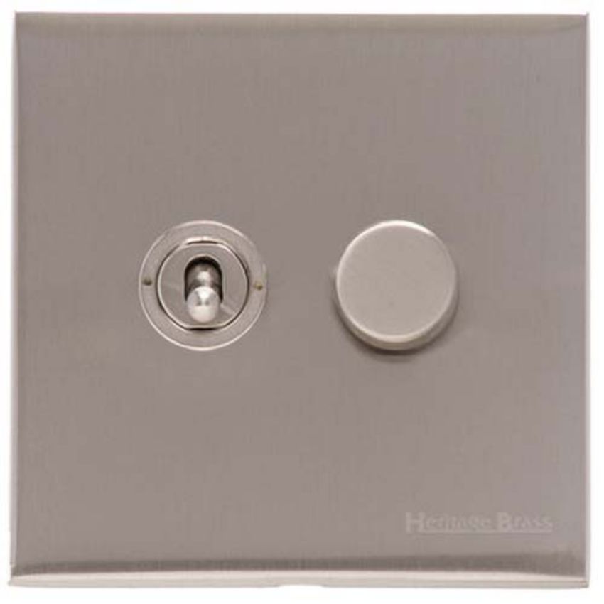 Picture of 2G Mixed Toggle Dimmer Switch 1xToggle 1xTED - Satin Nickel - W05-1TOG-1TED