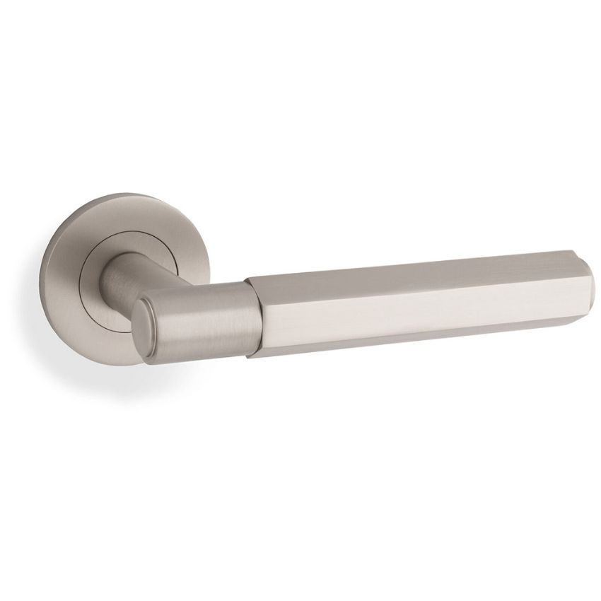 Picture of Alexander and Wilks - Spitfire Hexagon Door Handle on Round Rose - AW224SN