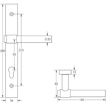 Picture of CR-103 Satin Stainless Steel Multi Point Backplate Door Handle - CR-103G4SSS
