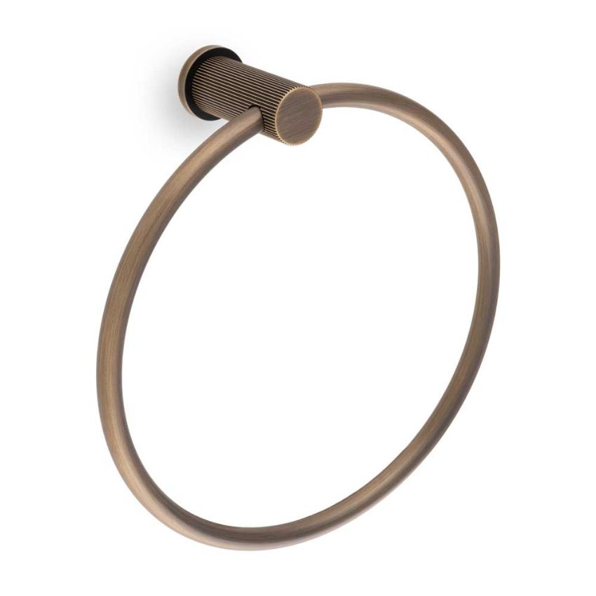 Picture of Brunel Reeded Towel Ring In Antique Brass - AW453AB
