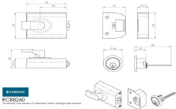 Picture of Roller Bolt Night Latch - Satin Brass - RCB8260SB