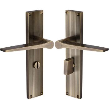Picture of Gio Reeded Bathroom Door Handles In Antique Brass Finish - RR4730-AT Picture of Gio Reeded Bathroom Door Handles In Antique Brass Finish - RR4730-AT