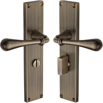 Picture of Roma Reeded Bathroom Door Handles In Antique Brass Finish - RR6030-AT Picture of Roma Reeded Bathroom Door Handles In Antique Brass Finish - RR6030-AT