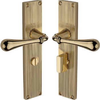 Picture of Roma Reeded Bathroom Door Handles In Polished Brass Finish - RR6030-PB Picture of Roma Reeded Bathroom Door Handles In Polished Brass Finish - RR6030-PB