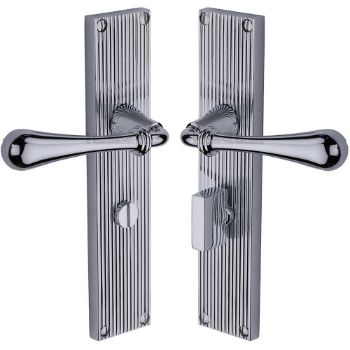 Picture of Roma Reeded Bathroom Door Handles In Polished Chrome Finish - RR6030-PC Picture of Roma Reeded Bathroom Door Handles In Polished Chrome Finish - RR6030-PC