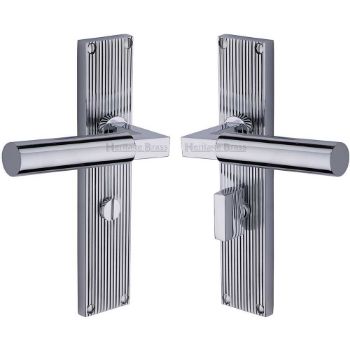 Picture of Bauhaus Reeded Bathroom Door Handles In Polished Chrome Finish - RR7330-PC Picture of Bauhaus Reeded Bathroom Door Handles In Polished Chrome Finish - RR7330-PC