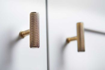 Picture of Knurled T-Bar cupboard Knob in PVD Satin Brass Finish - AW801-55-SBPVD