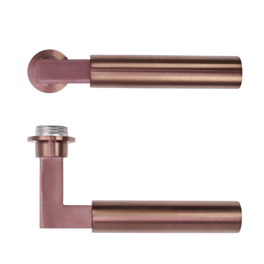 Picture of Rosso Tecnica Garda Lever On Round Mini Rose- RT050-MINI-PVDBZ