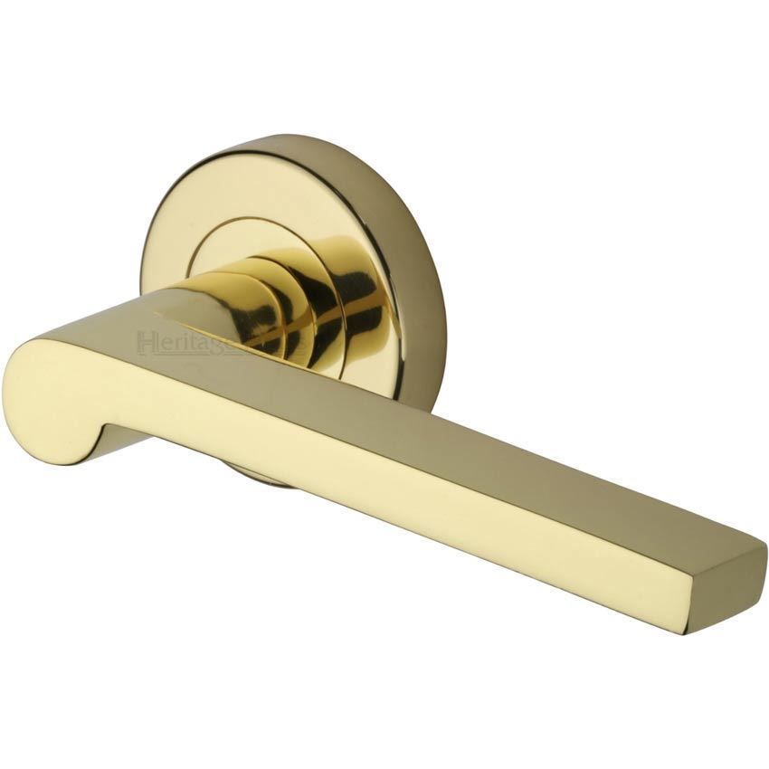 Metro Mid Century Handles on a Rose in Polished Brass - V6225-PB 