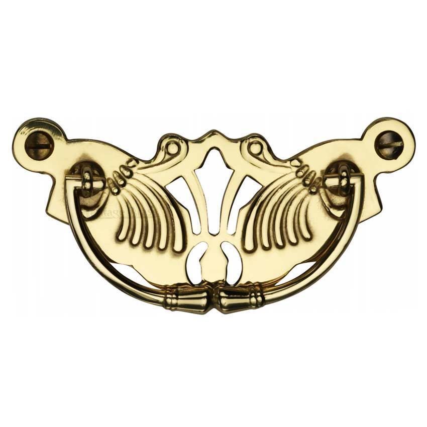 Cabinet Pull Ornate Plate Design Cabinet Knob in Polished Brass Finish - V5021-PB