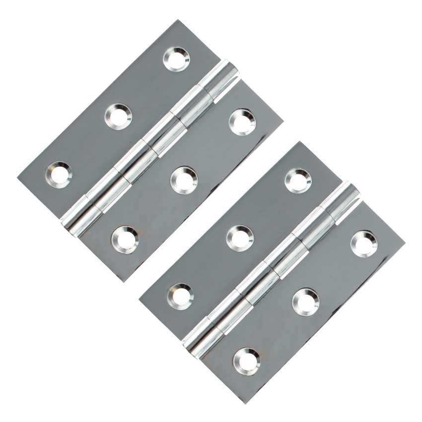 Solid Brass Hinges 3" x 2" x 2.2mm in Polished Chrome - AWH3222PC