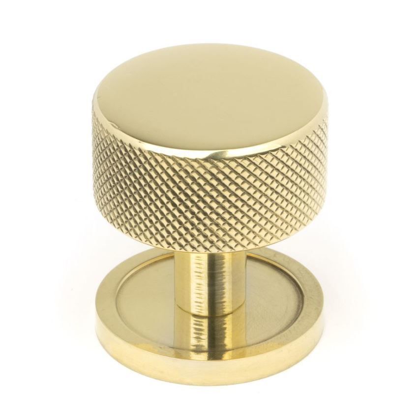 Polished Brass Brompton Cabinet Knob on a Round Rose - 46816