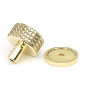 Polished Brass Brompton Cabinet Knob on a Round Rose - 46816