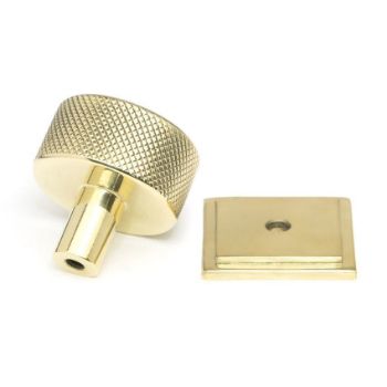 Polished Brass Brompton Cabinet Knob on a Square Rose - 46824 