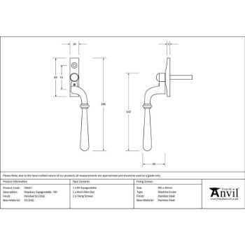 Polished (Grade 316) Stainless Steel Newbury Espag - RH - 50627