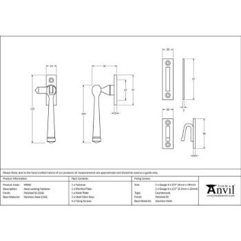 Polished (Grade 316) Stainless Steel Locking Avon Fastener - 49942