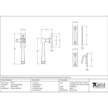 Satin (Grade 316) Stainless Steel Locking Avon Fastener - 49941