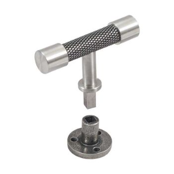 Immix Knurled Stainless Steel Cabinet T Pull Door Knob with Anti-Rotation- IMX1008-S 