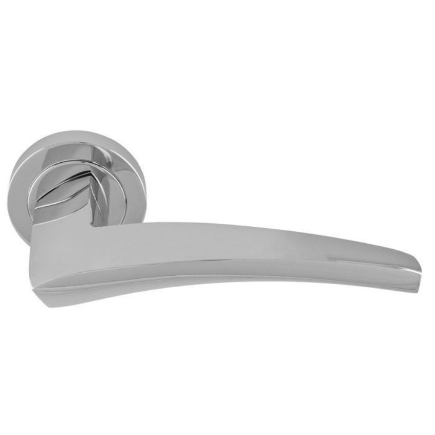 Dune lever on a round rose in polished chrome - DU5CP