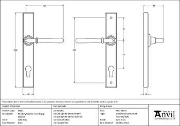 Picture of Satin Brass Newbury Slimline Lever Espag Lock Set - 50851