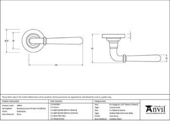 Picture of Satin Brass Newbury Door Handle on Rose Set  - 50853