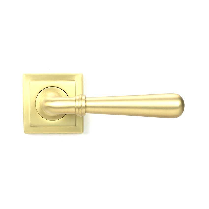 Picture of Satin Brass Newbury Door Handle on Square Rose - 50856