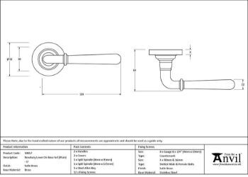 Picture of Satin Brass Newbury Lever on Rose Set (Plain) - Unsprung - 50857