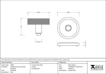 Picture of Satin Brass Brompton Centre Door Knob (Art Deco) - 50894