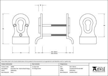 Picture of Satin Brass 50mm Euro Door Pull (Back to Back fixings) - 50899