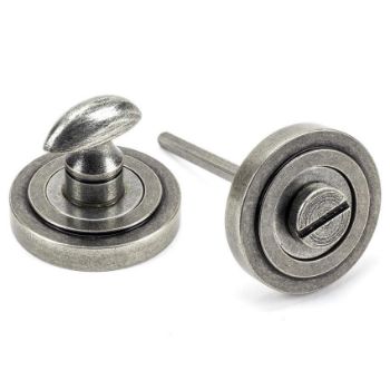 Picture of Pewter Round Thumbturn on an Art Deco Round Rose - From the Anvil - 45752