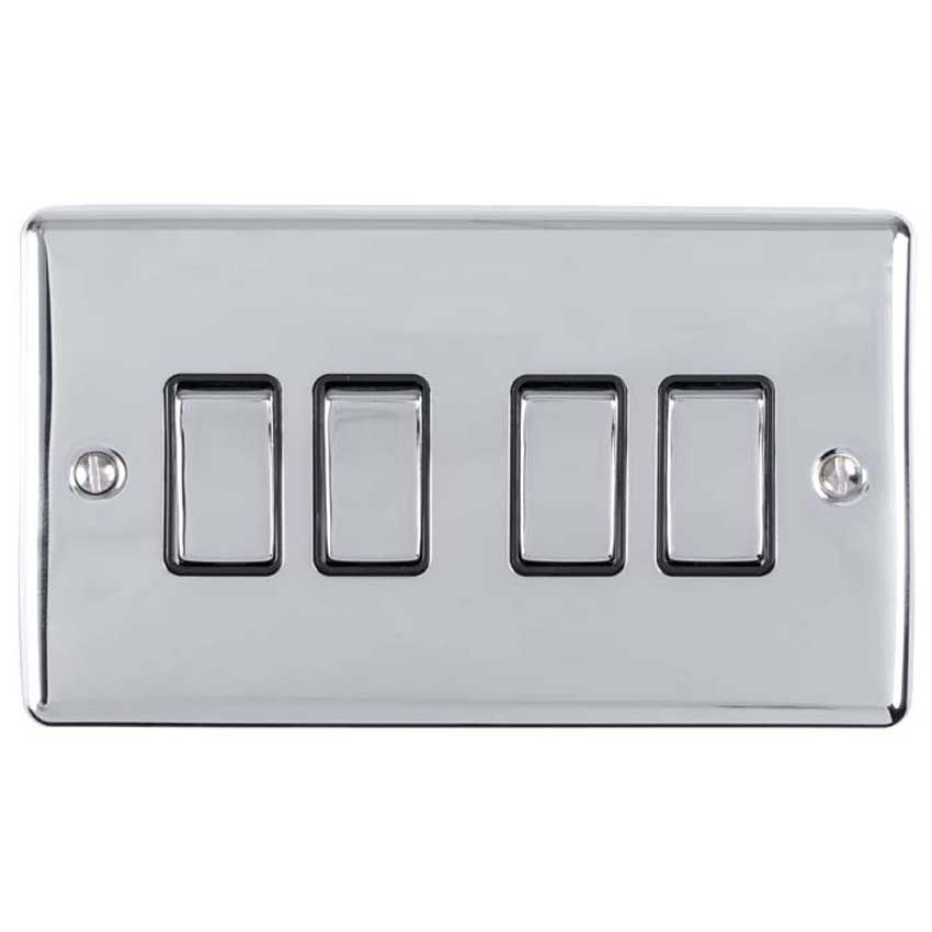 Picture of 4 Gang 10Amp 2Way Switch In Polished Chrome - EN4SWPCB