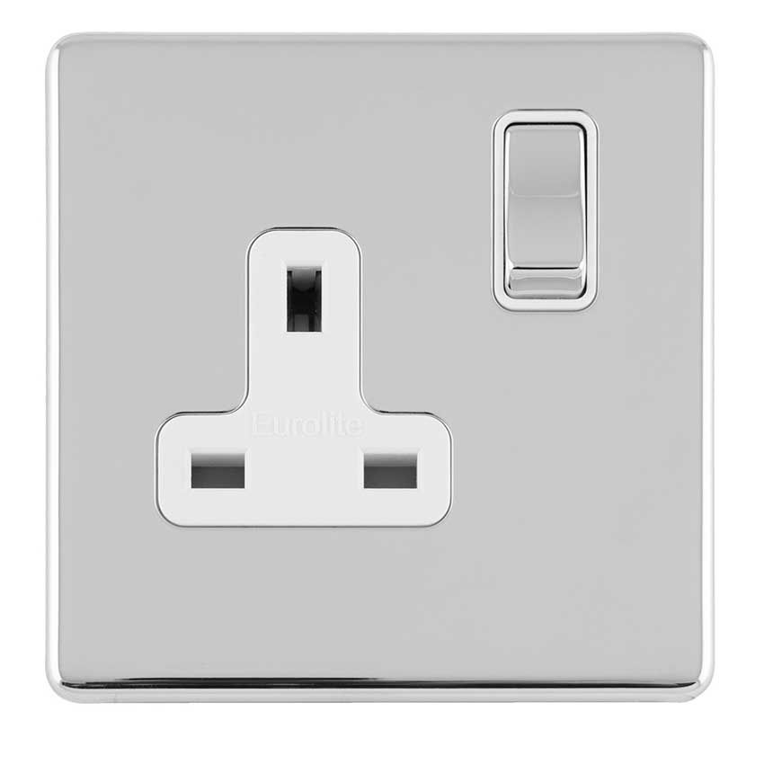 Picture of 1 Gang 13Amp Dp Switched Socket Flat Concealed In Polished Chrome Plate -  ECPC1SOW