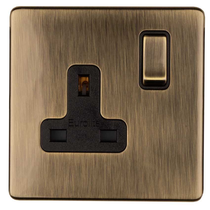 Picture of 1 Gang 13Amp Dp Switched Socket With Concealed Fixing in Antique Brass - AB1SOB