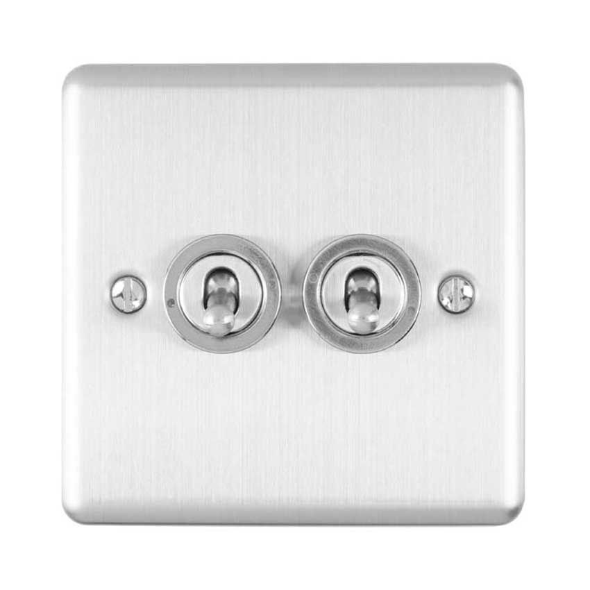 Picture of 2 Gang 10Amp 2Way Switch In Satin Stainless Steel - ENT2SWSS