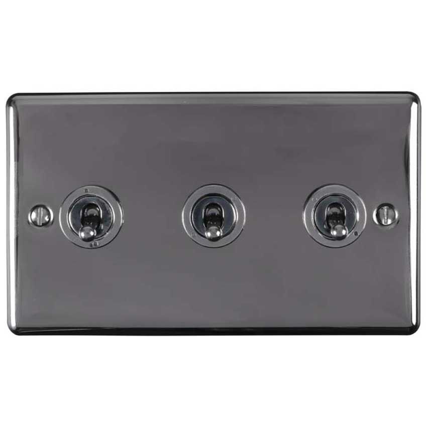 Picture of 3 Gang 10Amp 2Way Toggle Switch In Black Nickel - ENT3SWBN