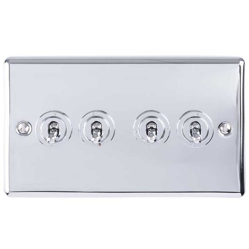 Picture of 4 Gang 10Amp 2Way Toggle Switch In Polished Chrome - ENT4SWPC