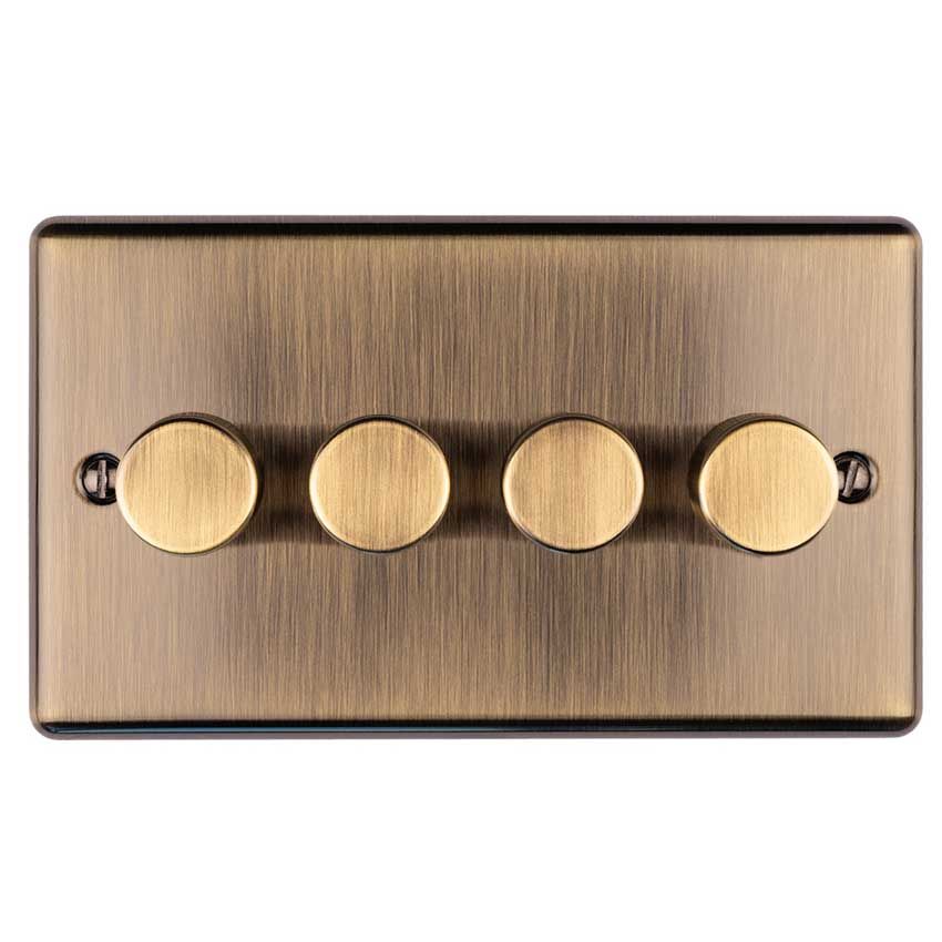 Picture of 4 Gang 400W/Led 2Way Dimmer Switch In Antique Brass - EN4DLEDABB