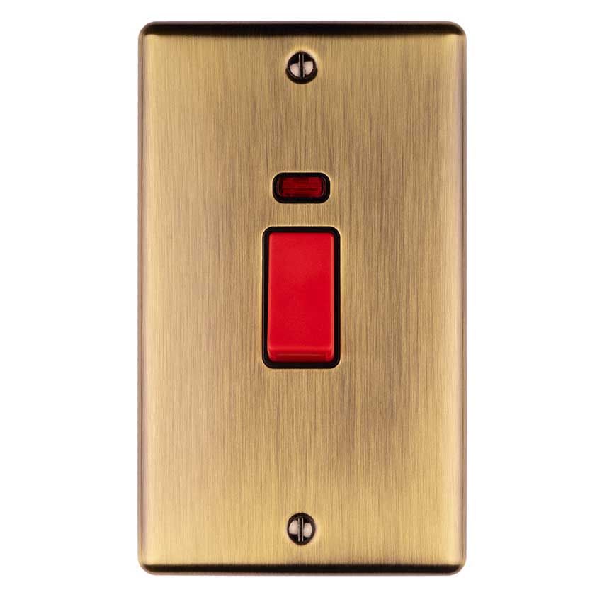 Picture of 2 Gang 45Amp Dp Cooker Switch With Neon (Vertical) in Antique Brass - EN45ASWNABB