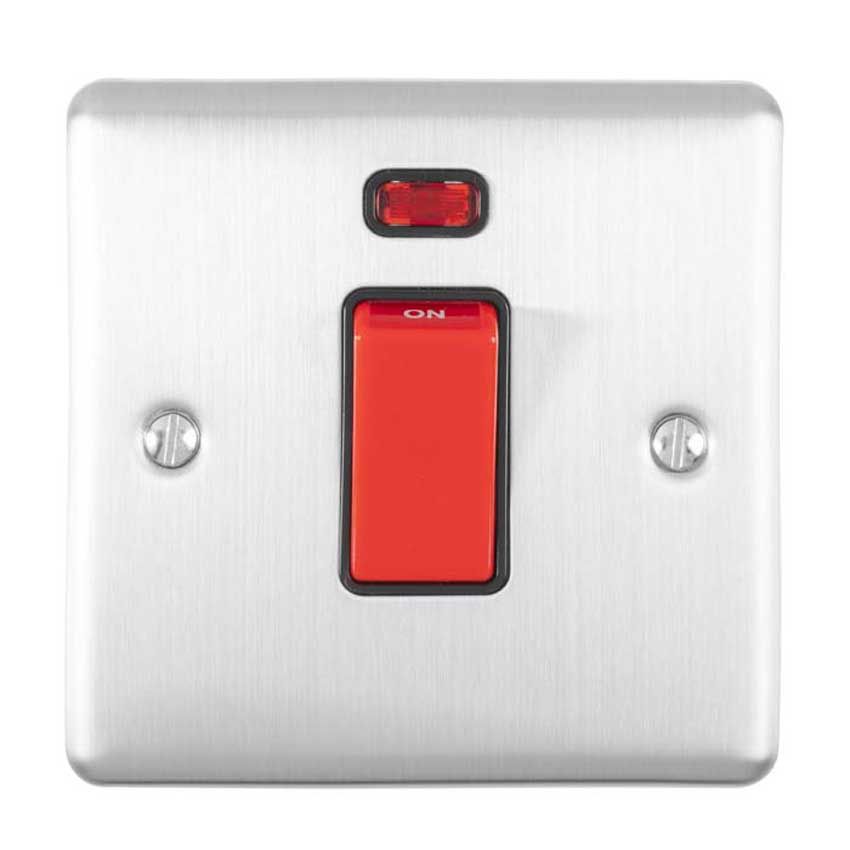Picture of 1 Gang, 45Amp Dp Cooker Switch With Neon in Satin Stainless Steel - EN45ASWNSSSB