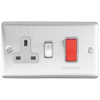 Picture of 45Amp Dp Cooker Switch With 13Amp Socket in Satin Stainless Steel - EN45ASWASSSB