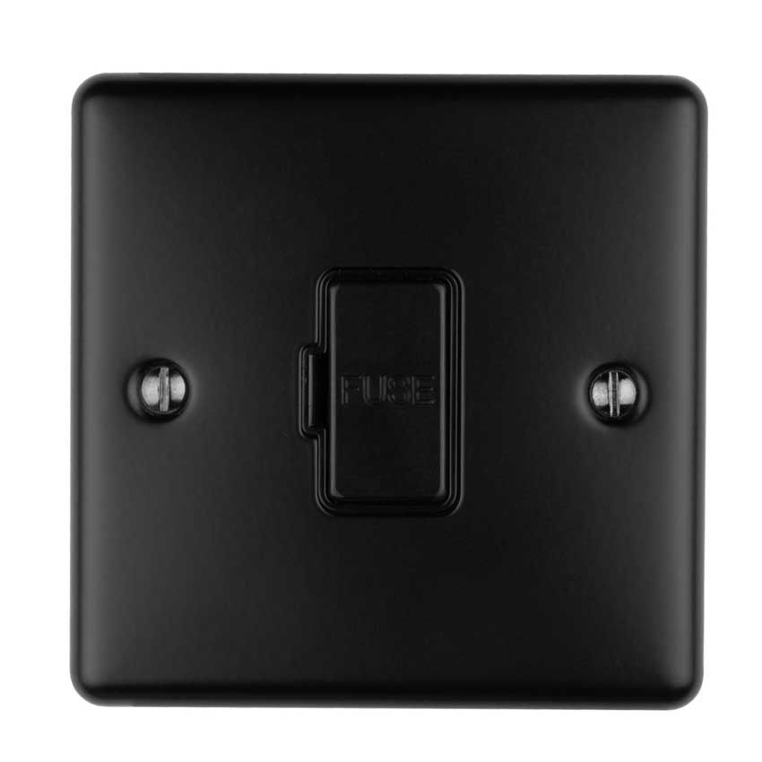 Picture of 13Amp Unswitched Fuse Spur In Matt Black - ENUSWFMBB